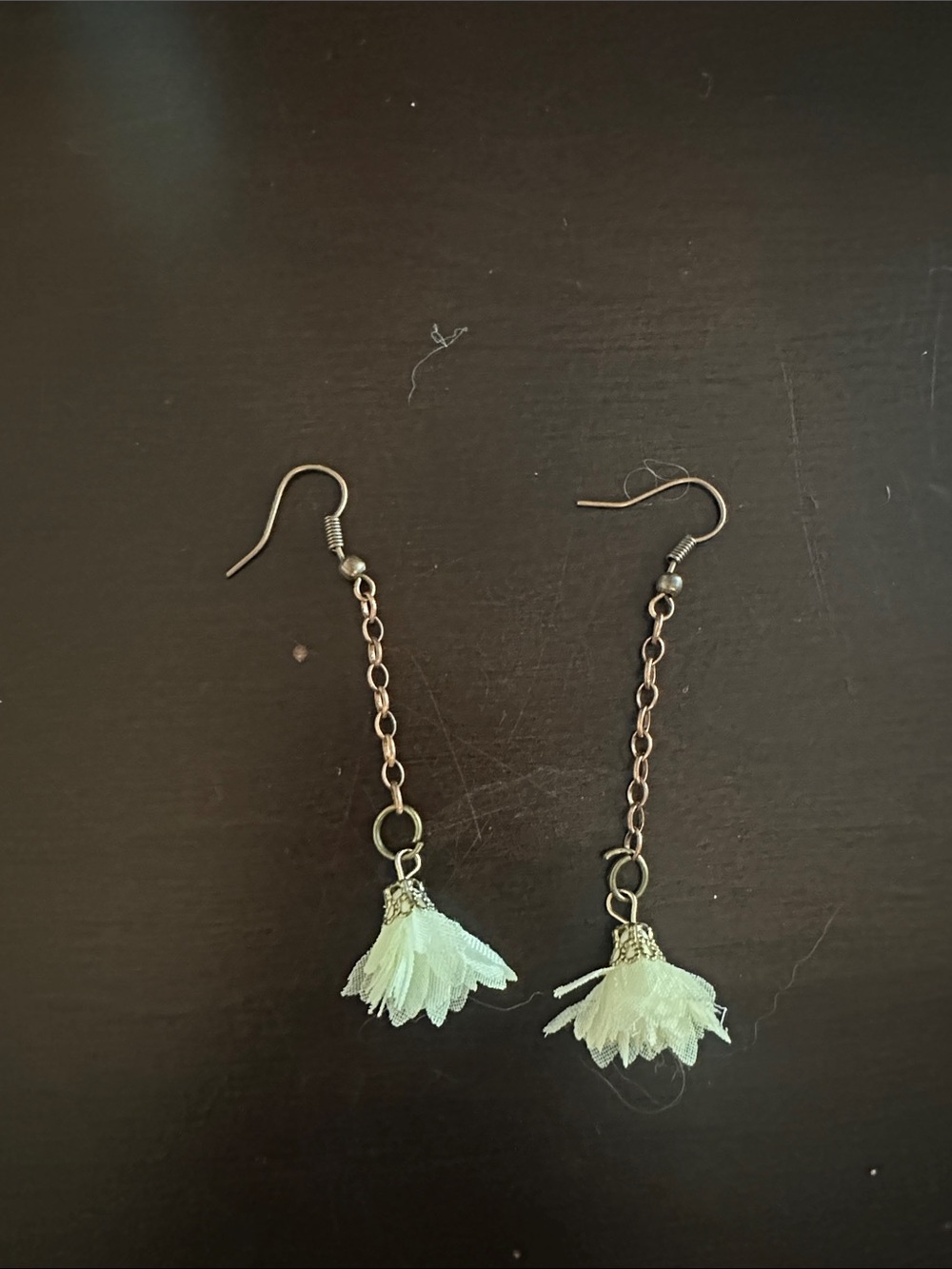 Delicate Floral Drop Earrings - Cream Tassel Dangles